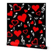 Red Hearts Music Notes