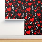 Red Hearts Music Notes