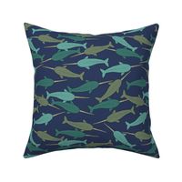 Muted Narwhals on Blue