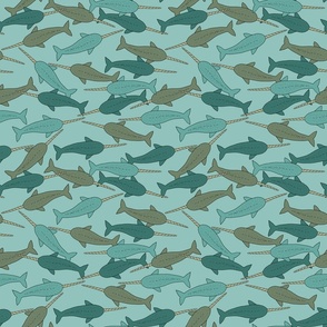 Narwhal Pattern in Muted Blue