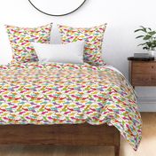 Bright Rainbow Narwhal Pattern on White