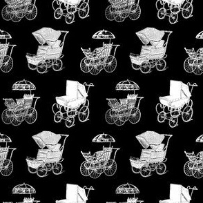 Antique Baby Carriages with Black Background (Mini Scale)