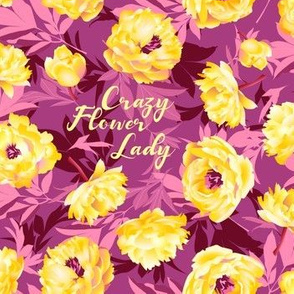 Crazy flower lady - yellow peonies on pink
