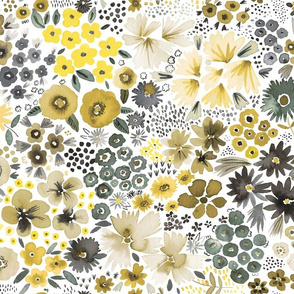 Little artistic flowers Yellow gray
