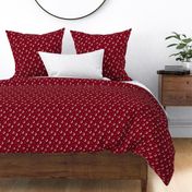 Seamless  - Silvery Crescent Moon with Stars on Deep Red 