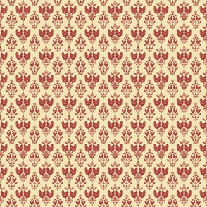 chicken damask tan red small