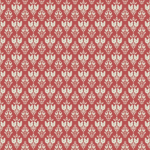 chicken damask red gray small
