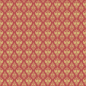chicken damask red tan small
