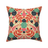 Pink, Red, Teal & Navy Modern Floral