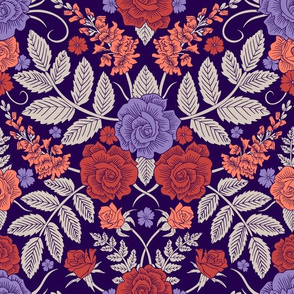 Purple & Coral Floral Pattern
