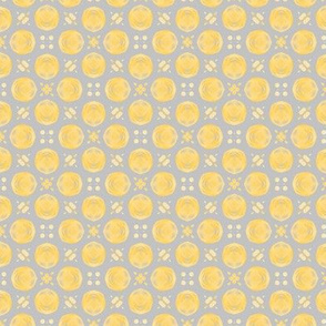 yellow painted flour sack dots