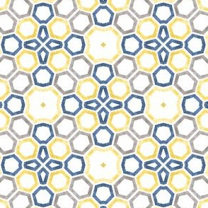 indigo and yellow geometric kaleidoscope 