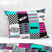 Dirt Track Life//Hot Pink & Turquoise//403 - Wholecloth Cheater Quilt