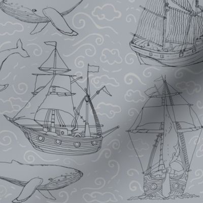 Gray Whales And Clipper Ships - Medium Scale