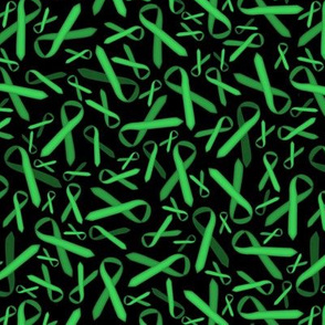 shades of green ribbons on black