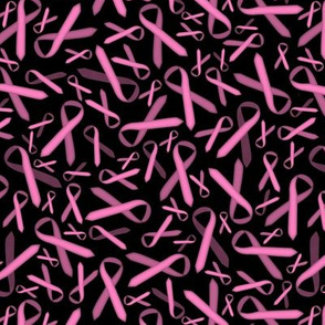shades of pink ribbons on black