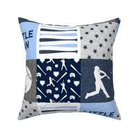 Little Man Baseball Patchwork  - blue, navy and grey - baseball patchwork wholecloth C21