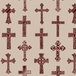 crosses greige and sepia