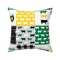 little man/ farm life - wholecloth green, custom yellow, and black - woodgrain - pigs -  C21