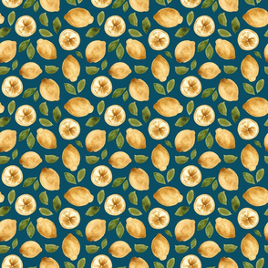 Lemon Grove on Dark Blue - Medium-ed