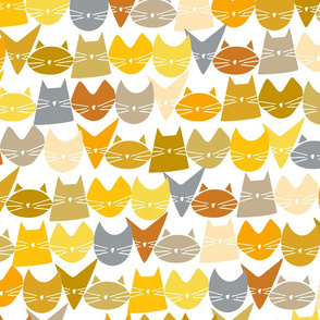 cats - jelly cats shades of yellow on white - hand-drawn cats
