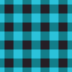 Halloween Gingham neon blue black