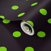 Halloween Polka dots neon green black large Wallpaper