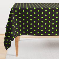 Halloween Polka dots neon green black large Wallpaper