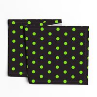 Halloween Polka dots neon green black large Wallpaper