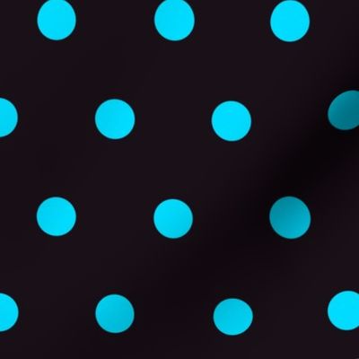 Halloween Polka dots neon blue black large Wallpaper