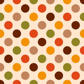 Jumbo polka dots mid-century modern colorful retro cream