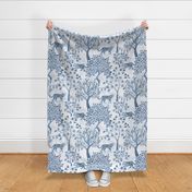 Large Leopard Toile with Lanterns Cornflower