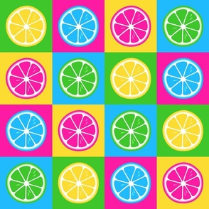 Lemon squares neon pink green blue