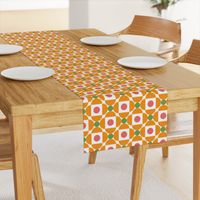 Mid-century modern scandi mod flowers orange pink