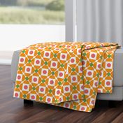 Mid-century modern scandi mod flowers orange pink