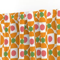 Mid-century modern scandi mod flowers orange pink