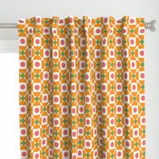 Mid-century modern scandi mod flowers orange pink