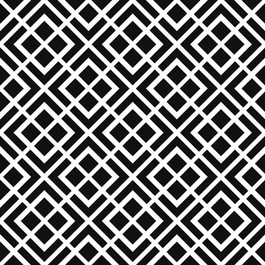 Retro Tiles diagonal diamonds check black white