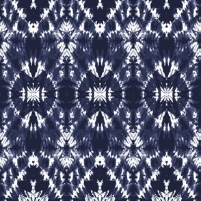 Tie dye indigo blue ikat ovals shibori