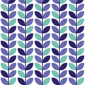 Retro mid-century modern leaves rows very peri mint