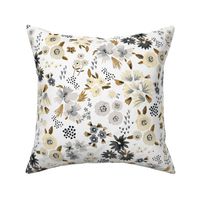 Little flowers Neutral gray beige Medium