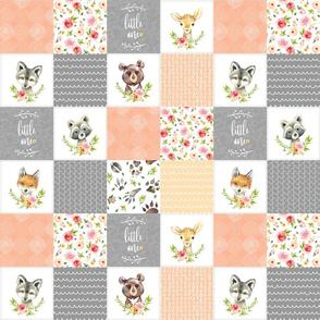 3" BLOCKS- Peach Girls Woodland Cheater Quilt – Little One Blanket Patchwork, Style H