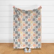 4 1/2" BLOCKS- Peach Girls Woodland Cheater Quilt – Little One Blanket Patchwork, Style H