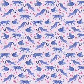 Blue Leopards on light pink