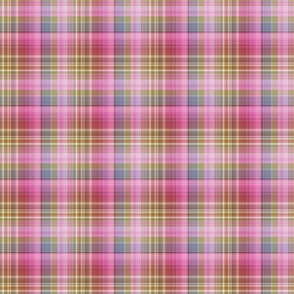 Pink, Green, and Blue Fine Line Plaid - medium scale