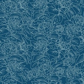 Teal Hydrangea in Nocturne - medium scale