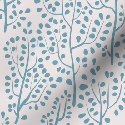 Seamless pattern with simple trees on blue background
