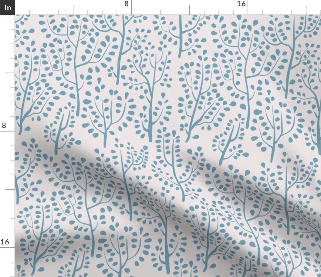 Seamless pattern with simple trees on blue background