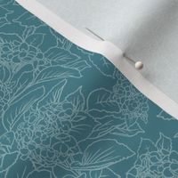 Teal Hydrangea in Dark Teal - medium scale