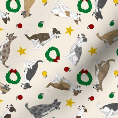 Tiny assorted Border Whippets - Christmas